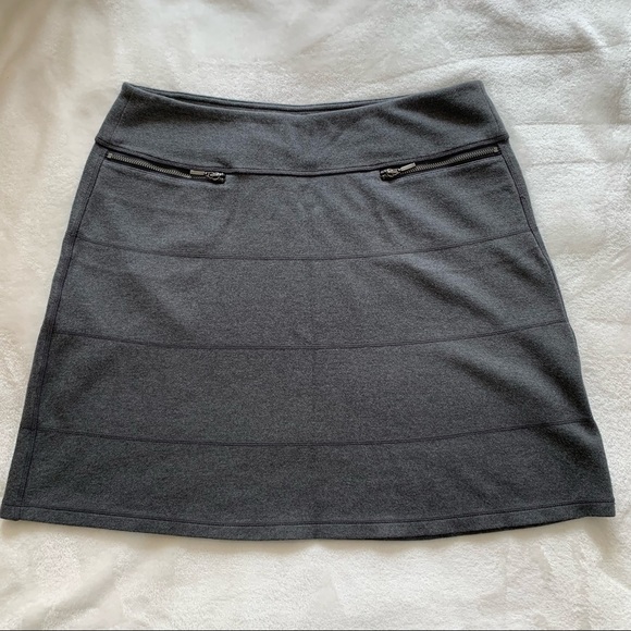 Athleta Women's Strata Charcoal Ponte Pull-On Skirt Zip Pockets Size Med… - Picture 1 of 6